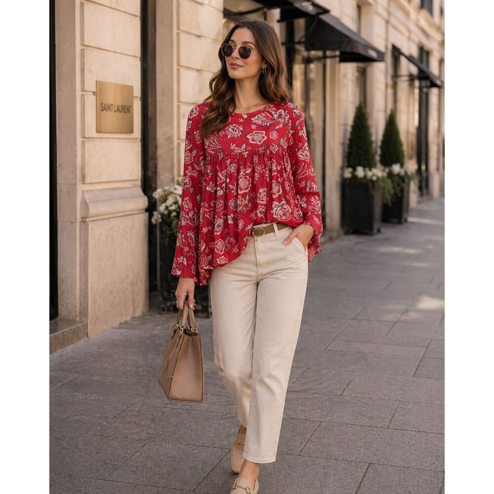 Isabel Marant Etoile Floral Blouse FR 40 US 8 Cotton Silk Boho Tunic Top